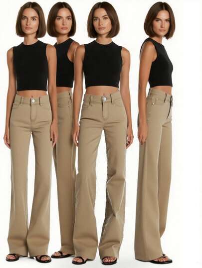 Mid Rise Jeans For Women Wid Leg Straight Leg Flare Pants