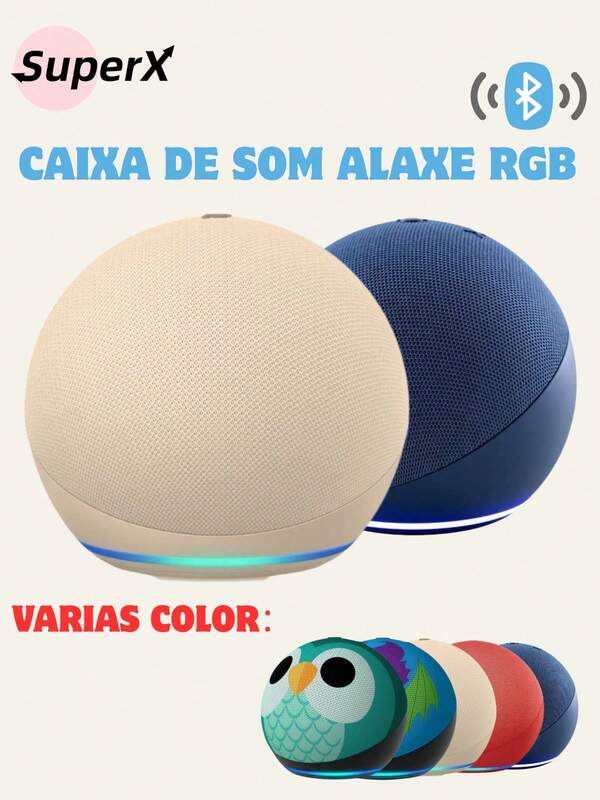 ORIGINAL-Caixa de Som Bluetooth 5W com LED Colorido Portátil Compatível com Alexa Rádio FM e USB