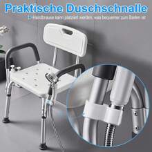 Rectangular Shower Stool Shower Stool Bath Stool Height Adjustable Bath Stool Shower Aid With Armrest And Backrest Height Adjustable For Age, Pregnant Women - White - View 3