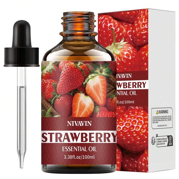 NIVAVIN 30 ml/60 ml/100 ml Huile essentielle parfumée à la fraise, extrait de fruits tropicaux, désodorisant, convient à l'hydratation et à l'hydratation du visage, aux soins des cheveux, de la peau et du corps, pour une peau lisse, parfum et aromathérapie/massage/soins DIY. Le parfum est concentré et de longue durée. Bel emballage, cadeau idéal.