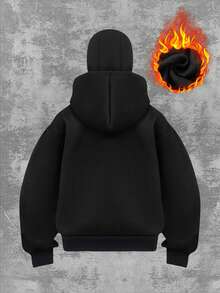 Women's Fashion Street Hip-Hop Double-Layer Hooded Cardigan Sweatshirt, Autumn And Winter Women's Outerwear. Versatile And Simple Women's Autumn And Winter Clothing. Cool Women's Long Zipper Cardigan Sweatshirt, Comfortable With Full Privacy And Security, Double Hooded Hooded Cardigan Sweatshirt. - Black - View 3