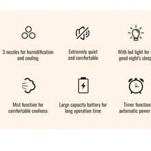 RAF 3-Speed Adjustable Portable Fan With Nano Mist Spray Function, Mini Air Cooler USB Small Air Conditioner 3-Gear Adjustable Mist Spray Fan With Night Light