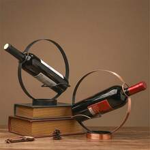 Nrodic Vintage Round Wine Holder Metal Grape Wine Display Rack Bar Chic Champagne Rack Desktop Decor - Multicolor - View 6