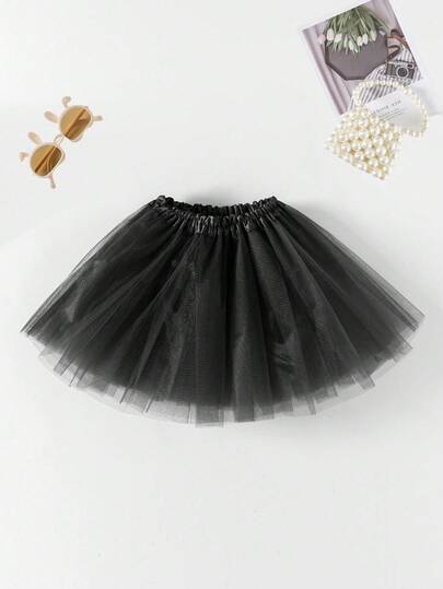 Falda tutú de tul de unicolor para niñas, estilo casual y versátil adecuado para actuaciones en el escenario