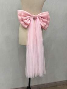 1 chiếc nơ satin bóng màu hồng bằng vải organza (39cm) + 1 dải ruy băng voan dài 75cm để trang trí eo. - Nhiều màu - Xem 5