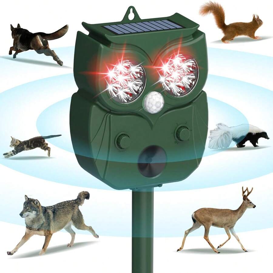 Ultrasonic Animal Repellent Outdoor Solar Animal Repeller With 14 LED Flashlight&Motion Sensor, Cat Repellent Deer Repeller  Rabbit Bird Squirrel Skunk For Garden Yard - Green - View 1