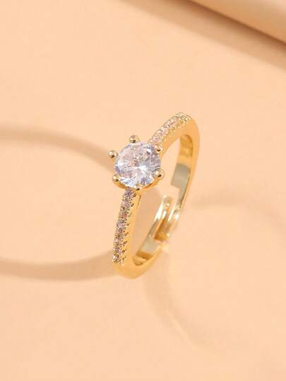 1 buc Inel decorativ minimalist la modă cu zirconiu cubic, potrivit pentru fete pentru a fi purtat zilnic, la petreceri, la întâlniri