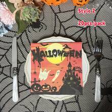 20 piezas de servilletas de papel coloridas para fiesta de Halloween, de 13*13 pulgadas, 2 capas, para restaurante y fiesta de hotel, con estampados de castillo, calabaza, murciélago, fantasma y telaraña, decoración para fiesta de Halloween, servilletas de papel desechables para Halloween