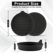 2pcs Black Round 3d Pattern Silicone Non-Slip Cup Holder Coaster For Car With Water & Dust Resistant Features - Suitable For Cars