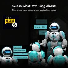 LIPETY Smart Voice Control Robot Toy For Kids,Programmable RC Robot ToyWith Record Voice & Gesture Sensing Control, USB Rechargeable 3-Key Remote,Music, Lights & Recordingfor Toddler For Boys & Girls Ages 3-10Years Old And L Gift ,For Christmas, Birthdays Or Other Holidays - 藍色 - 查看 9