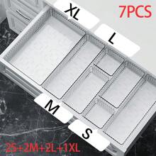 1/5/7/11/18/25/37pcs Transparent Plastic Desktop Drawer Partition Storage Tray, Drawer Finishing Set, Cosmetic Storage Box, Suitable For Storing Cosmetics And Jewelry, Can Be Used In Bathrooms And Placing Small Items, And Can Also Be Used In Bedrooms And Offices.,For Holiday Beach, Bathroom Collection, Bedroom Collection, Large Capacity