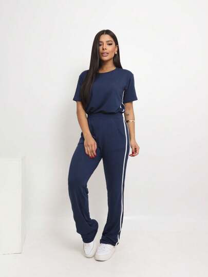 Conjunto Casual de Moletinho Premium Calça Ampla  Casual    Risca lateral