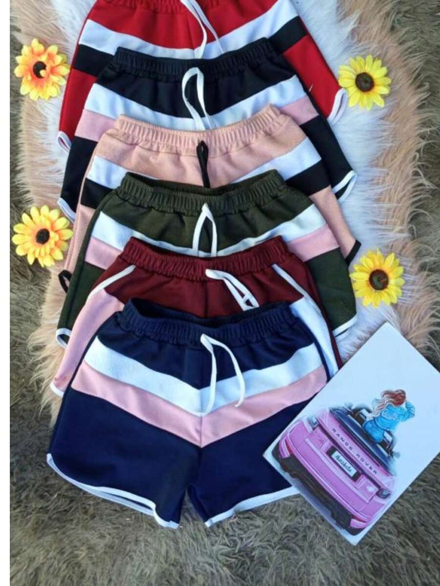 Women's Shorts With String And Elastic Fashion Stylish Summer - Blue - View 1