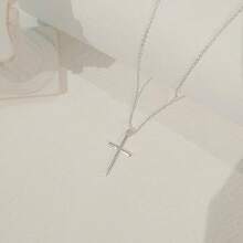 Cross Necklace For Women, Dainty 18K Gold Plated/Sterling Silver Small Cross Pendant Necklace Simple Gold Cross Necklaces For Women  Faith Jewelry Gift2025 - 交叉銀 - 查看 5