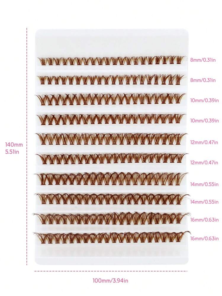 200 件浓密 40D 焦糖色单簇 D 卷曲假睫毛，自然蓬松延长 DIY 自粘睫毛混合长度 8 毫米/16 毫米，初学者友好型自粘轻盈舒适睫毛，居家和旅行必备化妆工具 - D - 查看 7