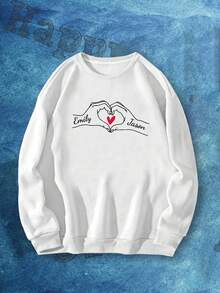 Customized Men Personalized Couple Name Casual Crew Neck Sweatshirt, Long Sleeve Top, Best Gift For Friends , Fall