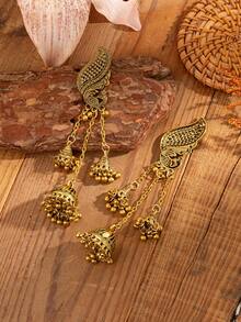 一对长链多铃铛耳环 - 金色 - 查看 3