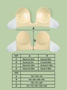 U-Shaped Adhesive Bra, Side Pull Up Support, Strapless Chest Lift, Solid Self-Adhesive Bra - Apricot - View 7