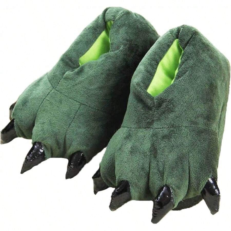 Unisex Soft Monster Claw Slippers Fun Dino Slippers Animal Paw Shoes For Men Women With Home Halloween Party Cosply Costume FootwearChristmas - 綠色 - 查看 1