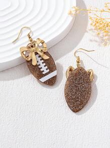 1 Pair Fashion Bow & Rugby Ball Pendant Earrings