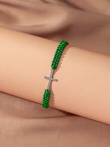 1入組極簡主義時尚手工製作不鏽鋼十字形情侶手環和手帶 - 一件十字不銹鋼編織手鍊 - 查看 18