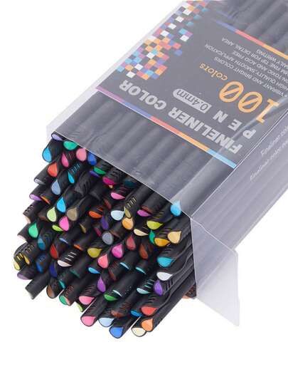 100pcs/Pack Fine Tip Stationery Set, Including Ballpoint Pens, Highlighters, Suitable For Students, Back To School Essential, Pink Tone, Also Suitable For Office Use