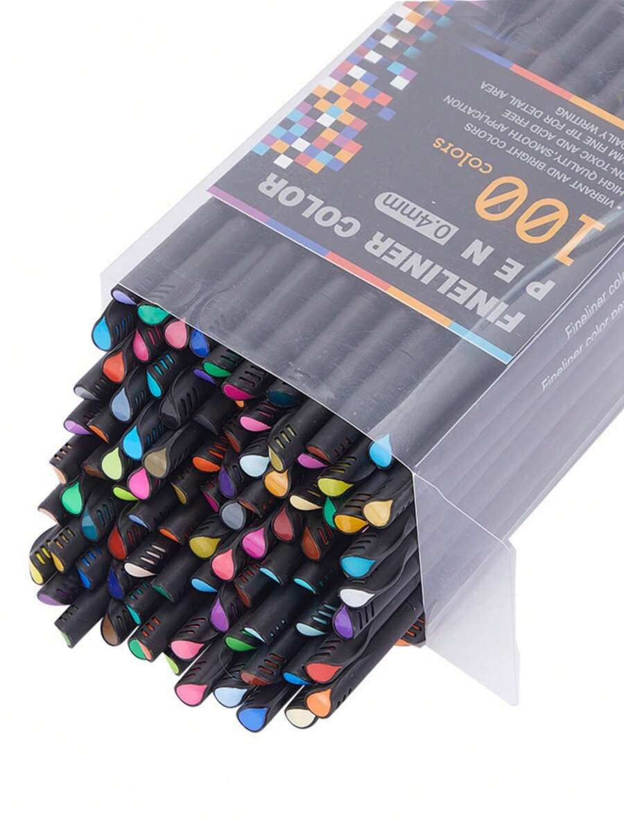 100支装细尖文具套装，包含圆珠笔、荧光笔，适合学生，返校必备，粉色调，也适合办公使用。 - 多色 - 查看 1