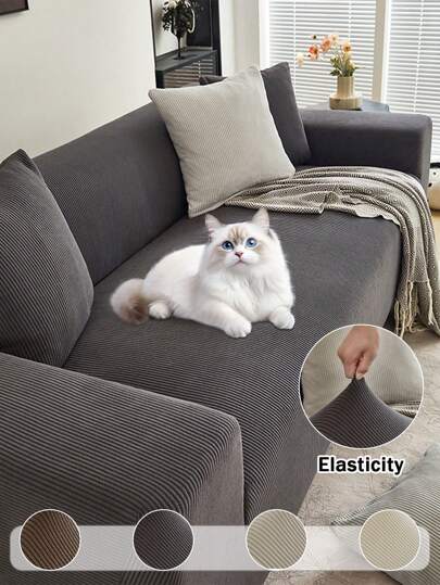 1 pièce Housse de canapé élastique à rayures jacquard, épaisse, antidérapante, pour protection de canapé dans le salon, la chambre, l'extérieur. Empêche les taches d'animaux de compagnie. Housse de coussin de siège de canapé pour canapé d'angle, fauteuil inclinable et canapés 1/2/3/4 places. Édition automne et hiver renforcée pour la décoration d'intérieur