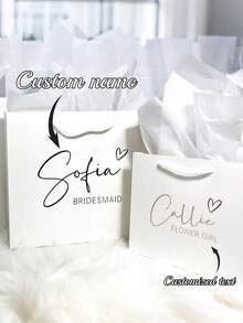 1个定制婚礼个性化礼品袋，高品质伴郎伴娘派对回礼袋，婚礼迎宾袋，回礼袋，生日礼物定制袋，永恒之爱 - 白色 - 查看 3