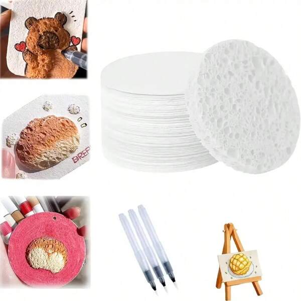 1 zestaw Magic Foam Painting, 3D Drawing Sponge Cloth, DIY Foam Texture Blank Paper Set zawiera 12 markerów i długopis Bubble Maker