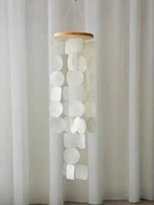 1pc Garden Shell Wind Chime - Coastal Style Outdoor/Indoor Garden Decoration Home Window Rainbow Color Wind Chime Decoration Gift Hanging Ornament Perfect Gift For Women And Wind Chime Lovers, Outdoor Wind Chime, Country Style Decoration Natural Elements - 白色 - 查看 9