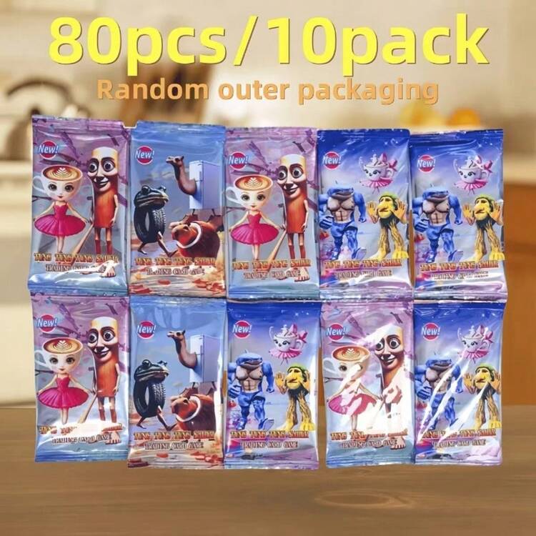 40 张卡片 - Tralala TungTung Sahur：神话山海系列策略卡牌游戏，每包包含 8 张光滑激光打印基础卡、动漫风格战斗收藏卡、随机外包装 - 送给热爱动画的朋友的一份有意义的礼物 - 彩色 - 查看 10