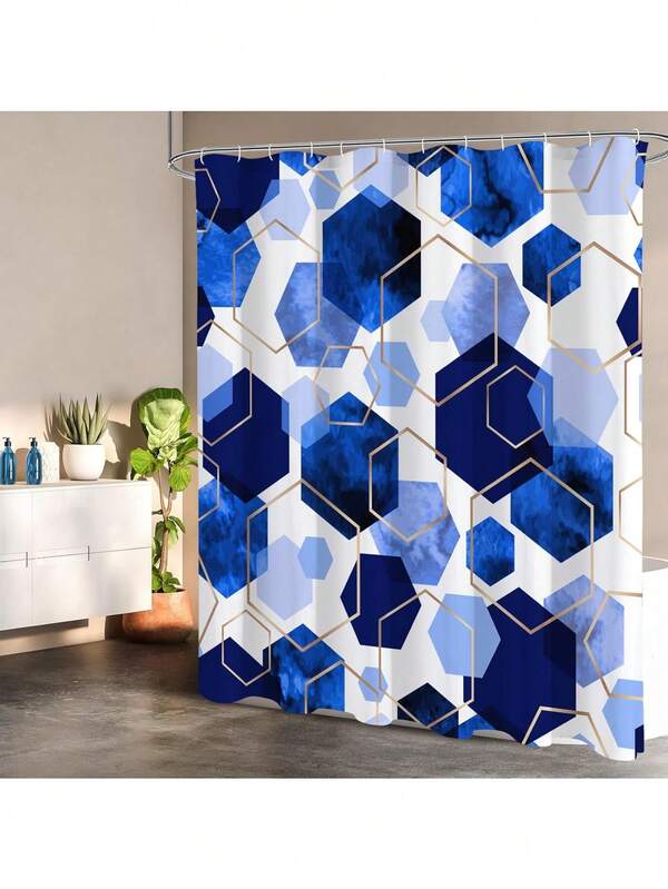 Shower Curtain Set With Hooks, Multi-Size, Modern Geometric Art Decor Waterproof Bath Curtain, Abstract Shower Curtain For Bathroom