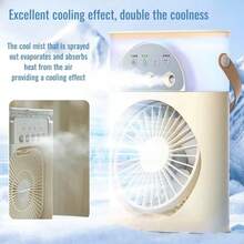 RAF 3-Speed Adjustable Portable Fan With Nano Mist Spray Function, Mini Air Cooler USB Small Air Conditioner 3-Gear Adjustable Mist Spray Fan With Night Light