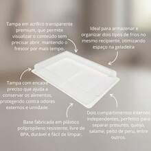 Porta Frios Duplo Com Tampa Organizador Geladeira Grande Resistente Para Presunto Queijo Mesa Posta