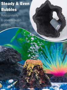 水族箱火山装饰套件,水族箱鱼缸玻璃容器造景逼真的山脉,配有气石增氧器气管配件,用于供氧 - 彩色 - 查看 9