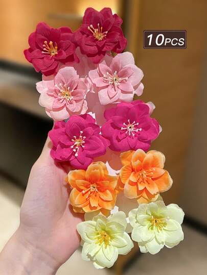 10pcs Bohemian Floral Hair Clips For Women, Summer Beach Accessories, Hair Pins, Suitable For Casual Daily Wear And Outings, Summer Accessory Set, Beach Hair Decor, Hair Accessories, Women Accessories, Back To School Headwear, Halloween Hair Decor, Claw Clips, Hair Claws, Hair Slide, Hair Barrettes, Flower Hair Accessories, Festival, Rave Accessories, Vacation Outfits Woman, Hairpin