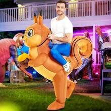 成人充气松鼠服装，松鼠服装，男女充气服装，骑乘式松鼠服装，趣味松鼠服装，圣诞节万圣节充气服装 - 棕 - 查看 6