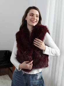 Chaleco/Chaqueta de mujer de moda de invierno con falso pelo de angora rojo