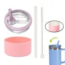 4 件兼容 杯配件、Incloud 1 件 40 盎司杯盖替换装、1 个 7.5 厘米杯垫、1 根吸管、1 个适用于 的刷子、可重复使用的杯盖、1 件适用于 杯的防溢防溅杯盖 - 彩色 - 查看 12