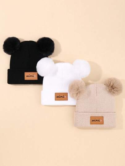 3PCS Baby Neutral Hats Minimalist Knit Beanies For Unisex Styling