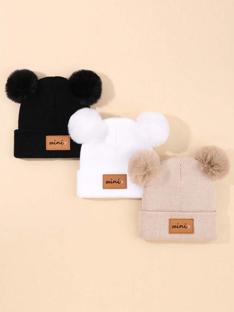 3 件装婴儿中性帽简约针织帽男女通用 - 彩色 - 查看 1