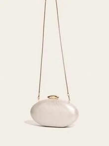 2025 Spring Fashion Wedding Clutch, Acrylic Glossy European & American Style Evening Handbag, Egg-Shaped Shoulder Bag, Customizable, Suitable For Crossbody Or Shoulder Wear, Perfect Match For Ball Gown Accessories, Ideal For Bridesmaid Dresses, Bags Ladies Elegant - White - View 4