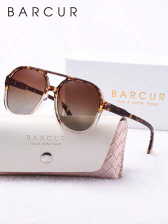 BARCUR BARCUR 1pc Women's Retro Fashion Glasses, Ultra Light Pc Frame TAC Lenses, Oval Design With Metal Hinges, Perfect For Outdoor Travel, Hiking, Camping, And Fashion Accessories. Exquisite Gift Box Packaging, Perfect Gift For Mothers And Friends.