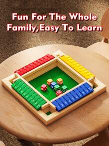 木盒游戏（2-4人） - 大型四面游戏板，8颗骰子，说明书 - 适合所有年龄段的趣味加法游戏