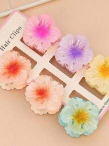 6 Stück Halloween Blumen Muster Party ABS Kunststoff (ABS Harz) 6 Stück Blumen Muster Party ABS Kunststoff (ABS Harz) 6 Stück 4CM bunte kleine Chrysanthemen Haarklammern Blumen Klauen Seitenklauen Halbklauen Hinterkopf Haarklauen Elegante Haarzubehör