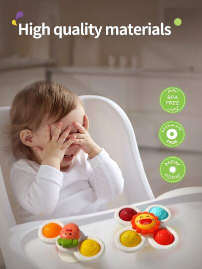 WeRein 1 Suction Cup Rotating Baby Toy, Suitable For 12-18 Months, 1-3 Years Old Babies, Spinning Top Sensory Toy, Teether Toy, Suitable For 1-2 Years Old Boys And Girls, Christmas, Birthday Gift, Baby Toys, Toddler Toys, Sensory Toys, Toys, Christmas, Halloween, Thanksgiving Baby Toys, Teether Toys, Baby Games, Baby Toys