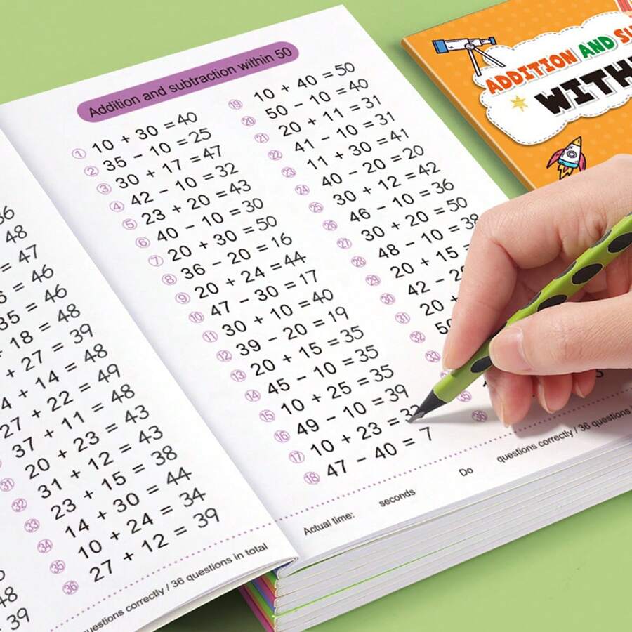1 pieza Cuaderno de trabajo de Adición y Sustracción del 0 al 100, Cuaderno de descomposición y composición de problemas matemáticos, Tarjetas de cálculo oral, Papel cuadriculado para la escuela, estudiantes, artículos de papelería, materiales de aprendizaje, Libro de práctica matemática para preescolar y primaria, Regalo para fiesta de Halloween/Navidad, Regalo de regreso a clases