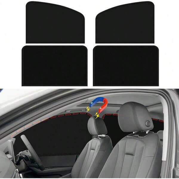 Car Side Window Sun Shades Magnetic 4PCS Universal Privacy Blinds Car Blackout Curtains For Camping Sleeping Nap  Breastfeeding Cging Clothes