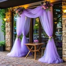 1pc 118.17in/315.02in/393.7in Elegant Light Purple Wedding Arch Curtain, Suitable For Ceremony & Reception Venue Decoration, Fit For Engagement, Valentine's Day, Reception, Party, Holidays, Birthday, Wedding Or Special Occasions, Suitable For Halloween And Christmas Events And Parties - Mauve Purple - View 8